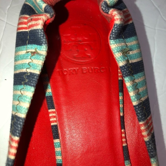Tory burch stripe canvas Reva ballet flats size 8 - Picture 4 of 5